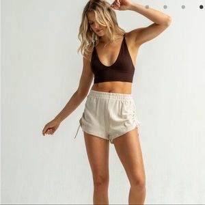 VOLCOM Lived In Lounge Womens Cream Fleece Shorts